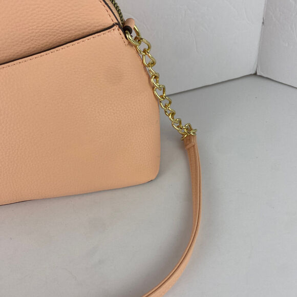 Nanette Lepore Crossbody Peach Gold Chain Pebbled Vegan Leather Adjustable - Picture 4 of 9